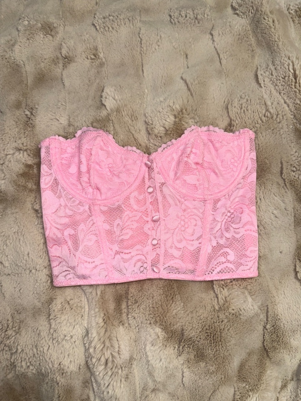 Sugar Thrillz Pink Lace Bustier Top